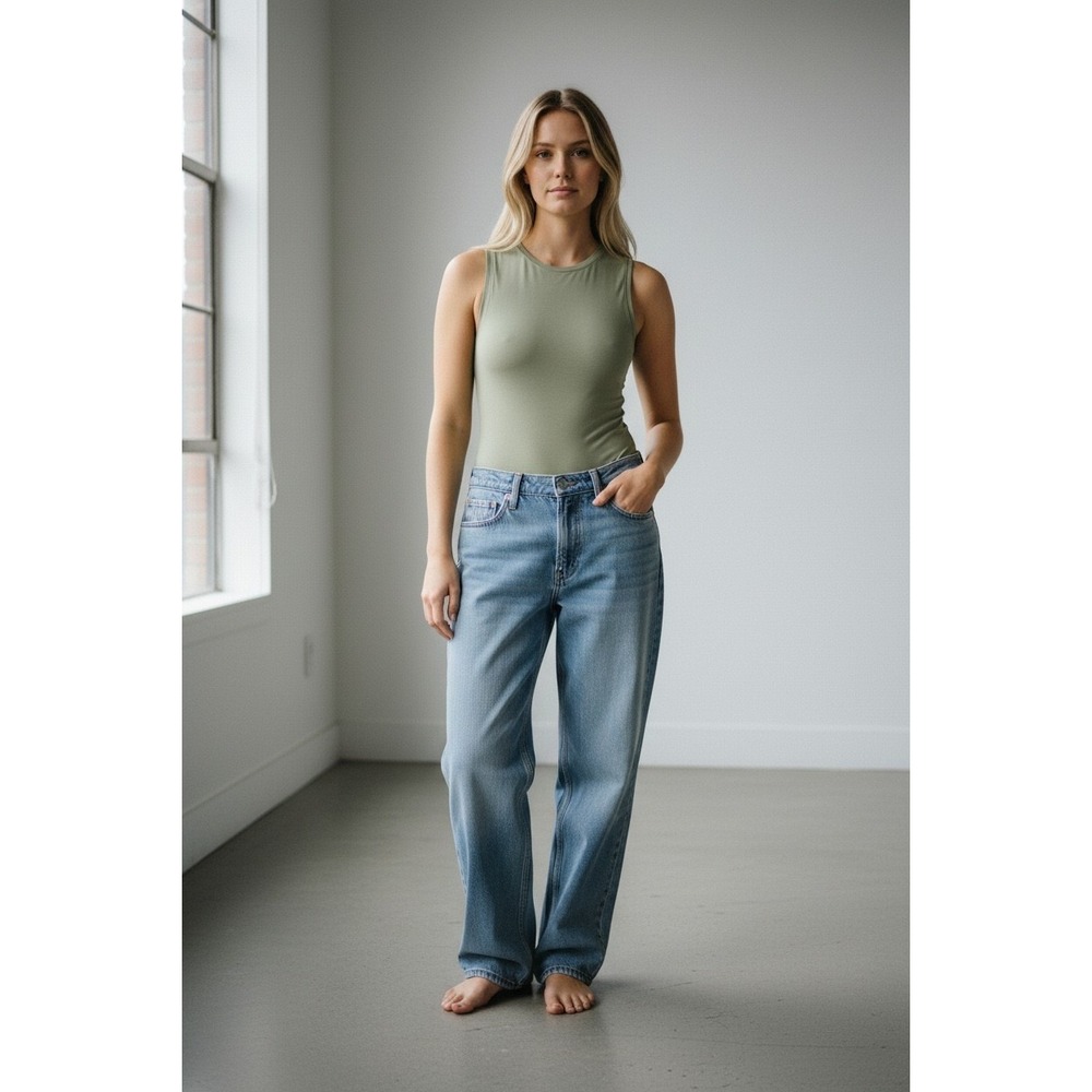 Abercrombie & Fitch Soft Collection Bodysuit‎ Sage Green Crew Neck Sleeveless M